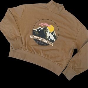 [2/$25] Mock-neck Sweatshirt Mountain Range Tan